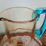Portieux glassware pitcher - George Sand model - blue and amber
