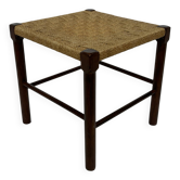 Vintage Wooden Stool With Rope Seat 60s Minimalist