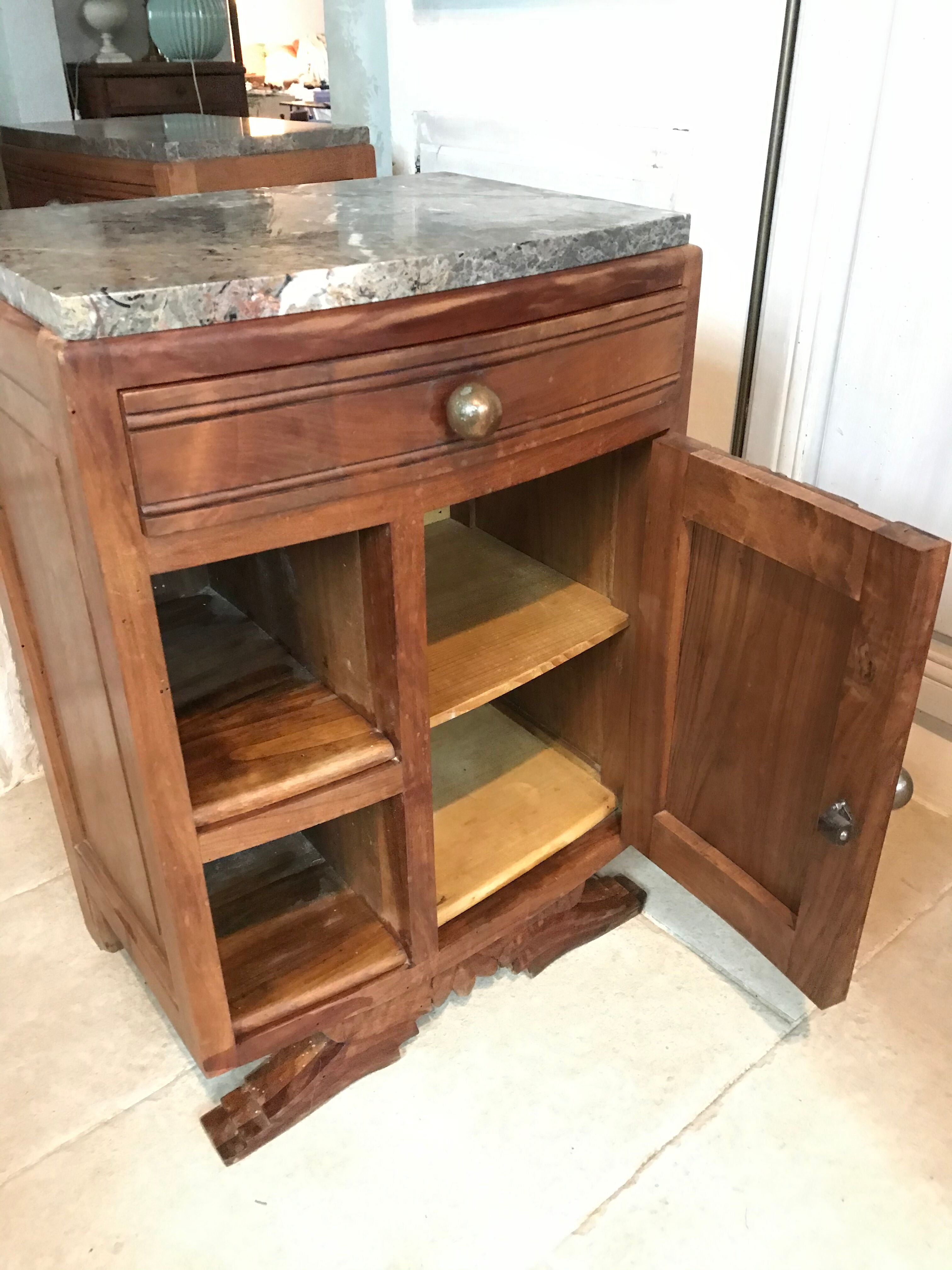 Art Deco wood and marble bedside