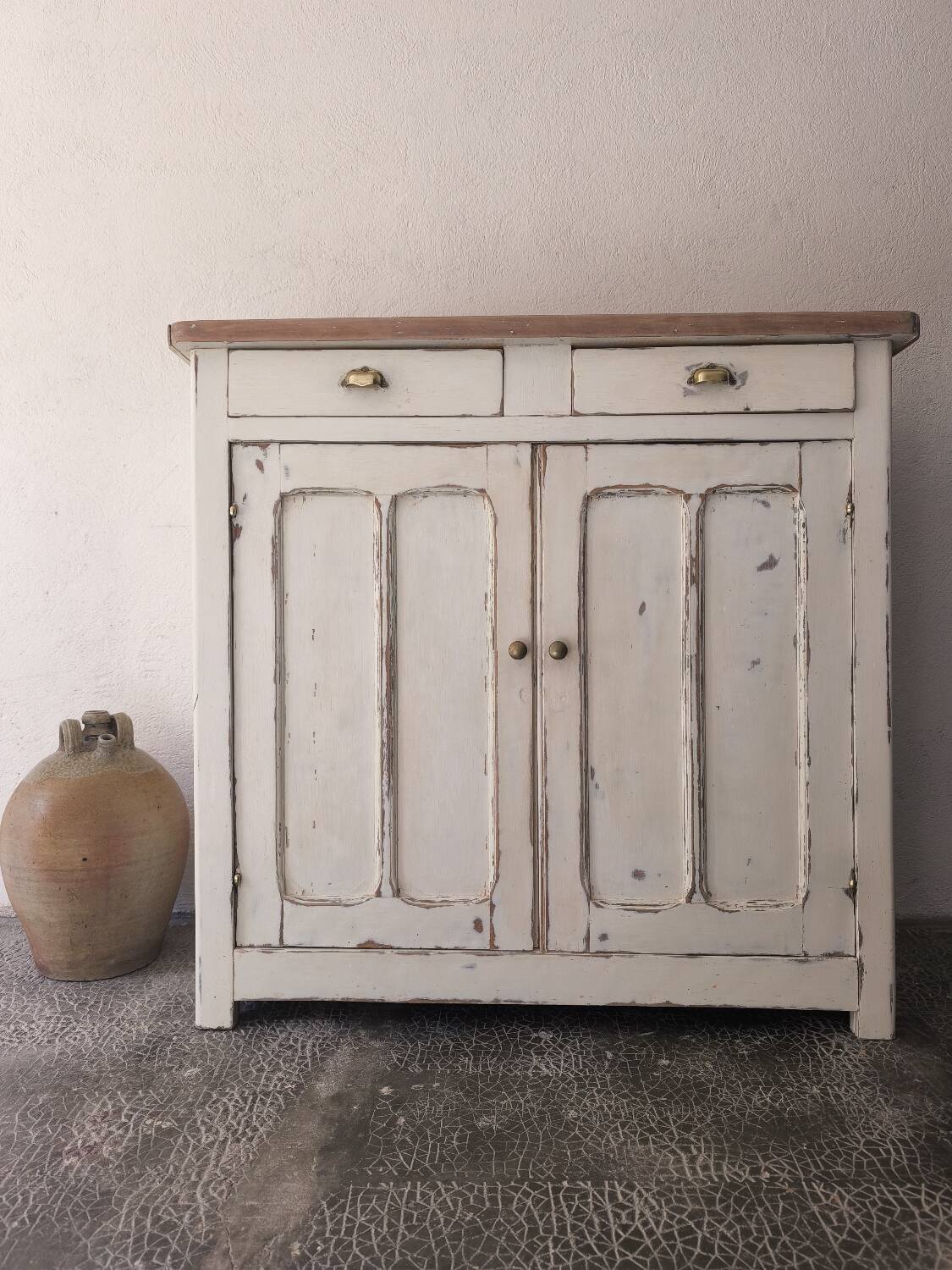 Distressed white buffet Parisian