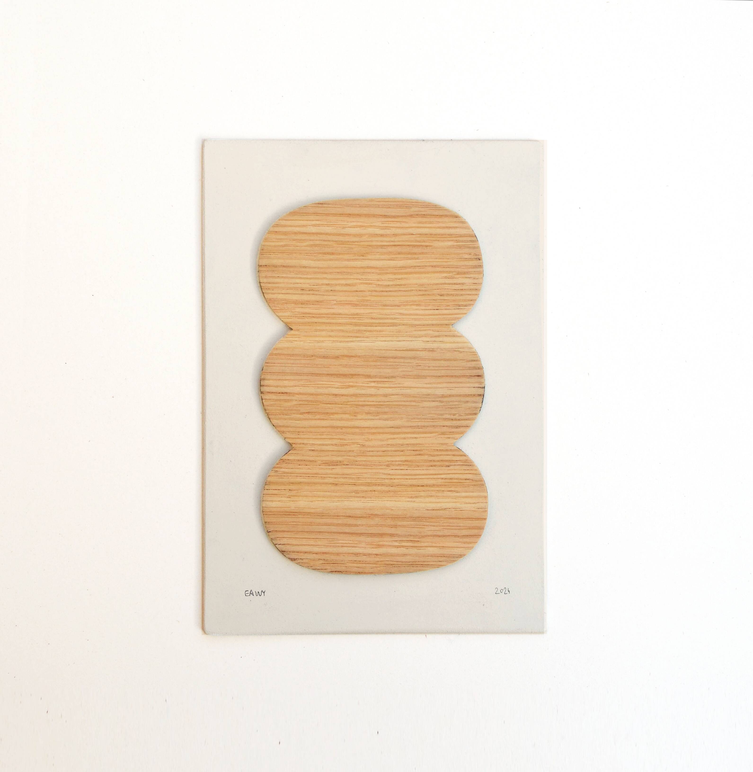 Tableau abstrait relief en bois découpé signé eawy