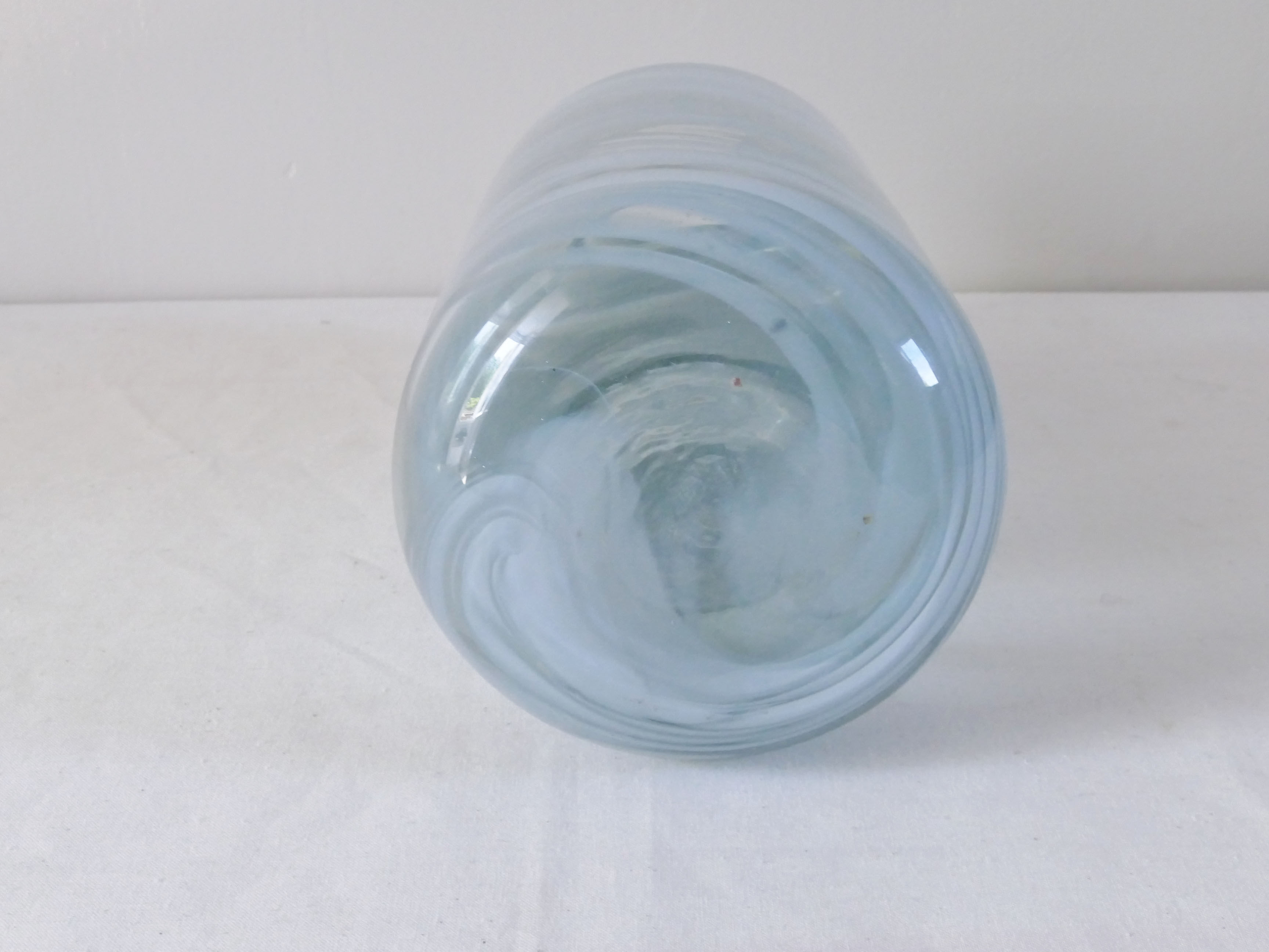 Contemporary vase in gray and white blown glass
