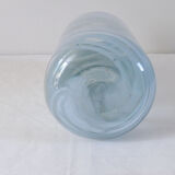 Vase en verre soufflé gris et blanc
