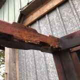 Antique farmhouse table in solid cherry wood with 3 drawers.