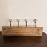 Coat Hook Rack 4 Ceramic Hooks Vintage Rustic