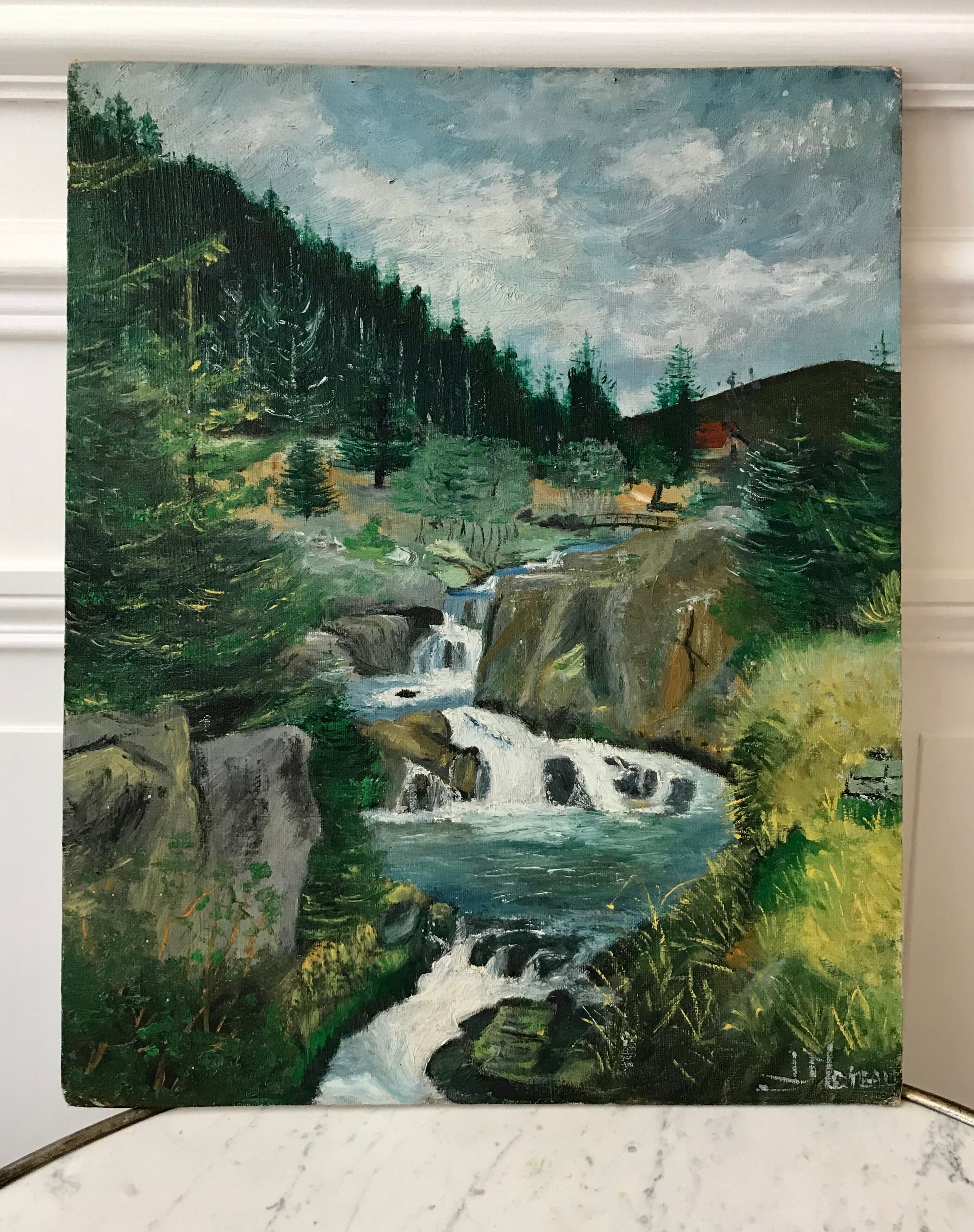 Old waterfall table signed