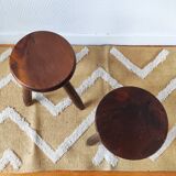 Vintage tripod stool pair