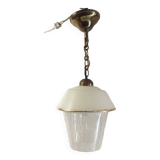 Vintage pendant light in glass and gold metal - 1960s