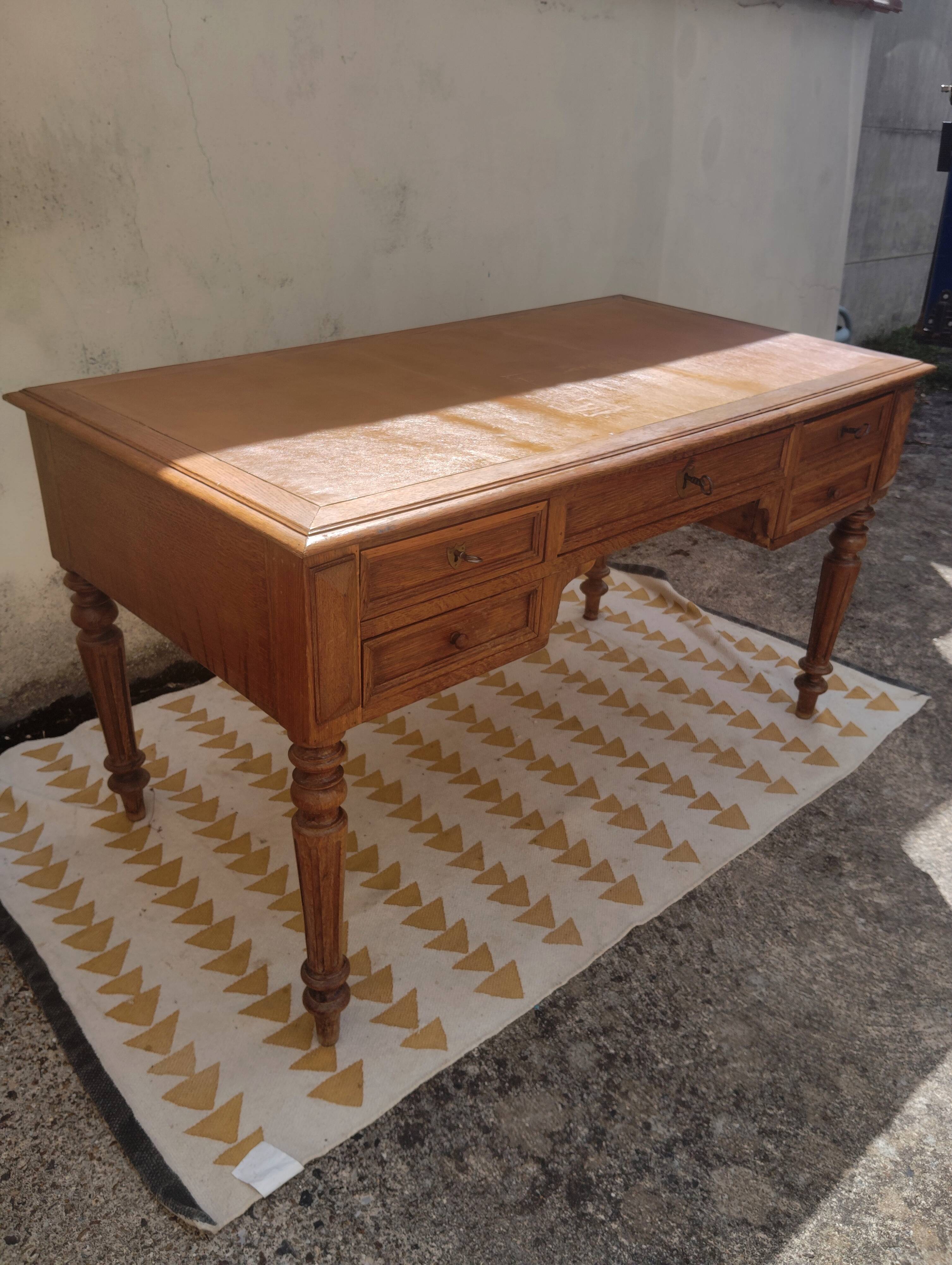 Louis XVI style minister's desk in oak