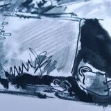 Original Indian ink drawing by Jean Villette (1913-2005)