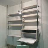 Modular floor/ceiling library with sideboard and secretary