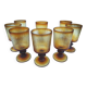 8 amber stemmed glasses