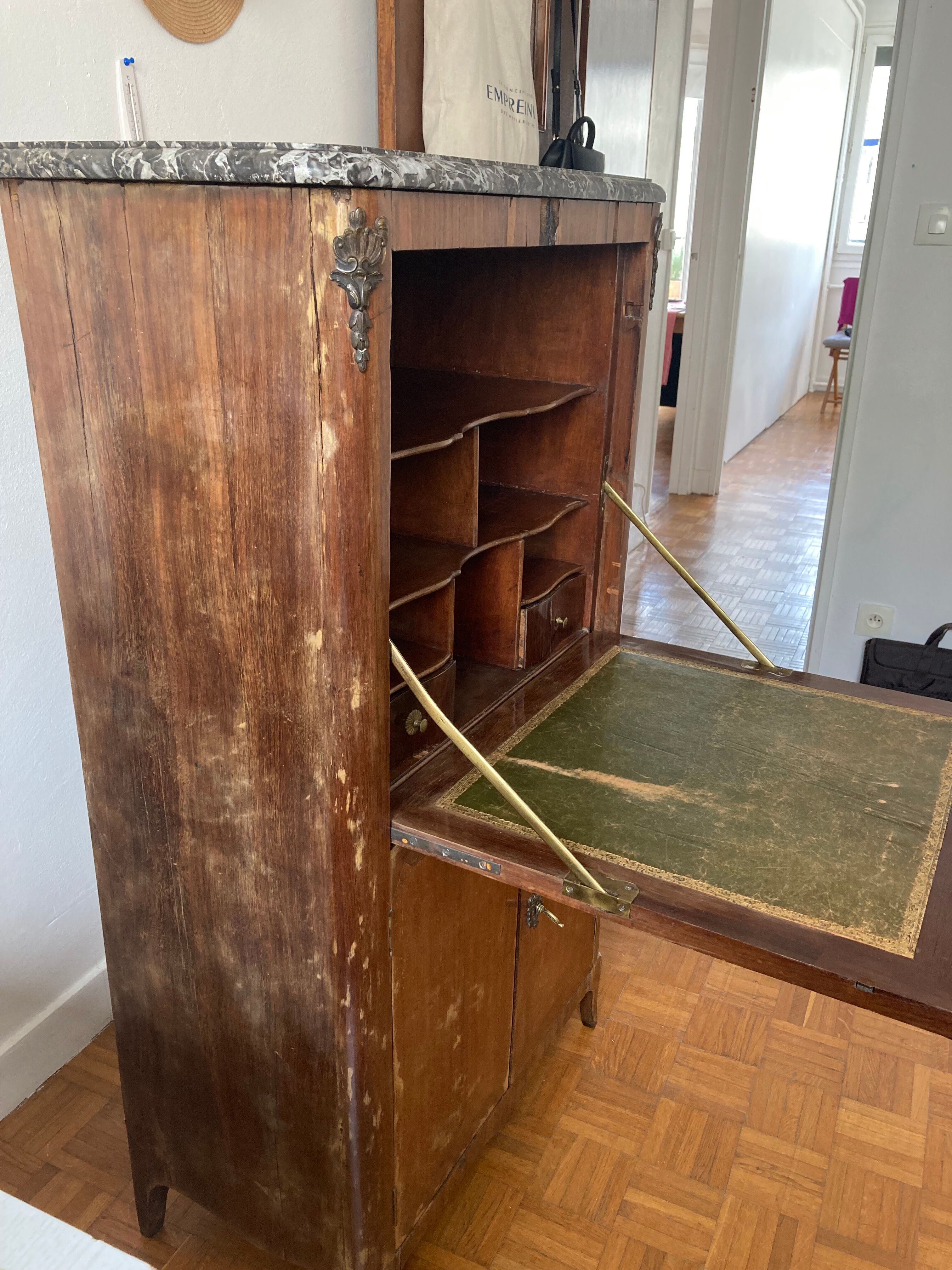 Secretary with grey marble top