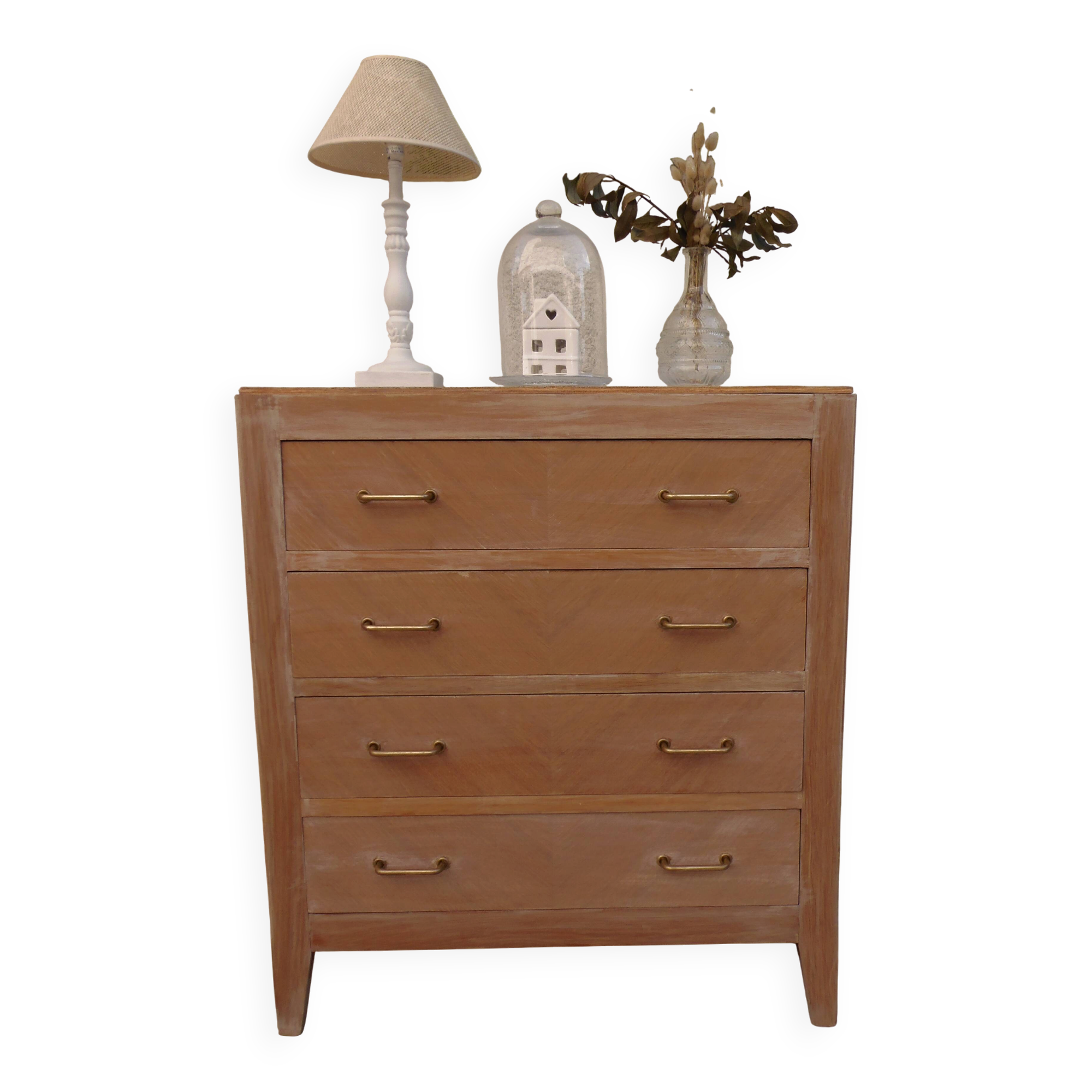 Vintage commode in bleached wood.