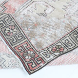 4x9 handmade distressed wool vintage rug 267x129cm