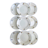 Set of 9 antique flat plates Gien model Nice