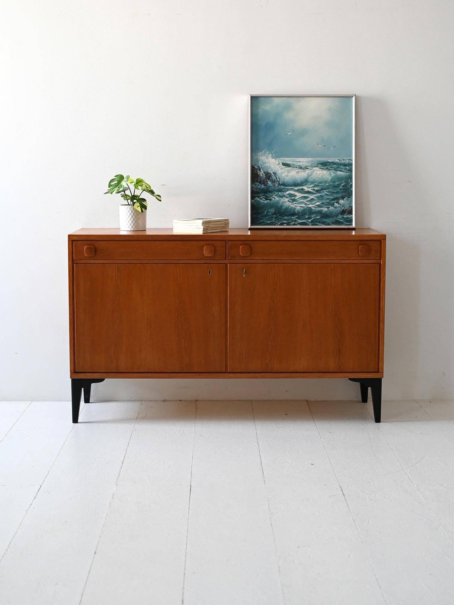 Vintage Scandinavian teak sideboard with black legs, 1950s/60s.