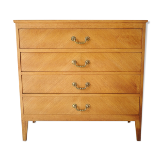 Vintage gilded oak chest of drawers 70s