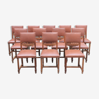 Set of 12 chairs in brown skai