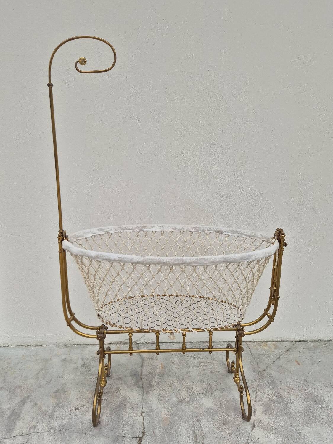19th century brass rocking cradle from a castle