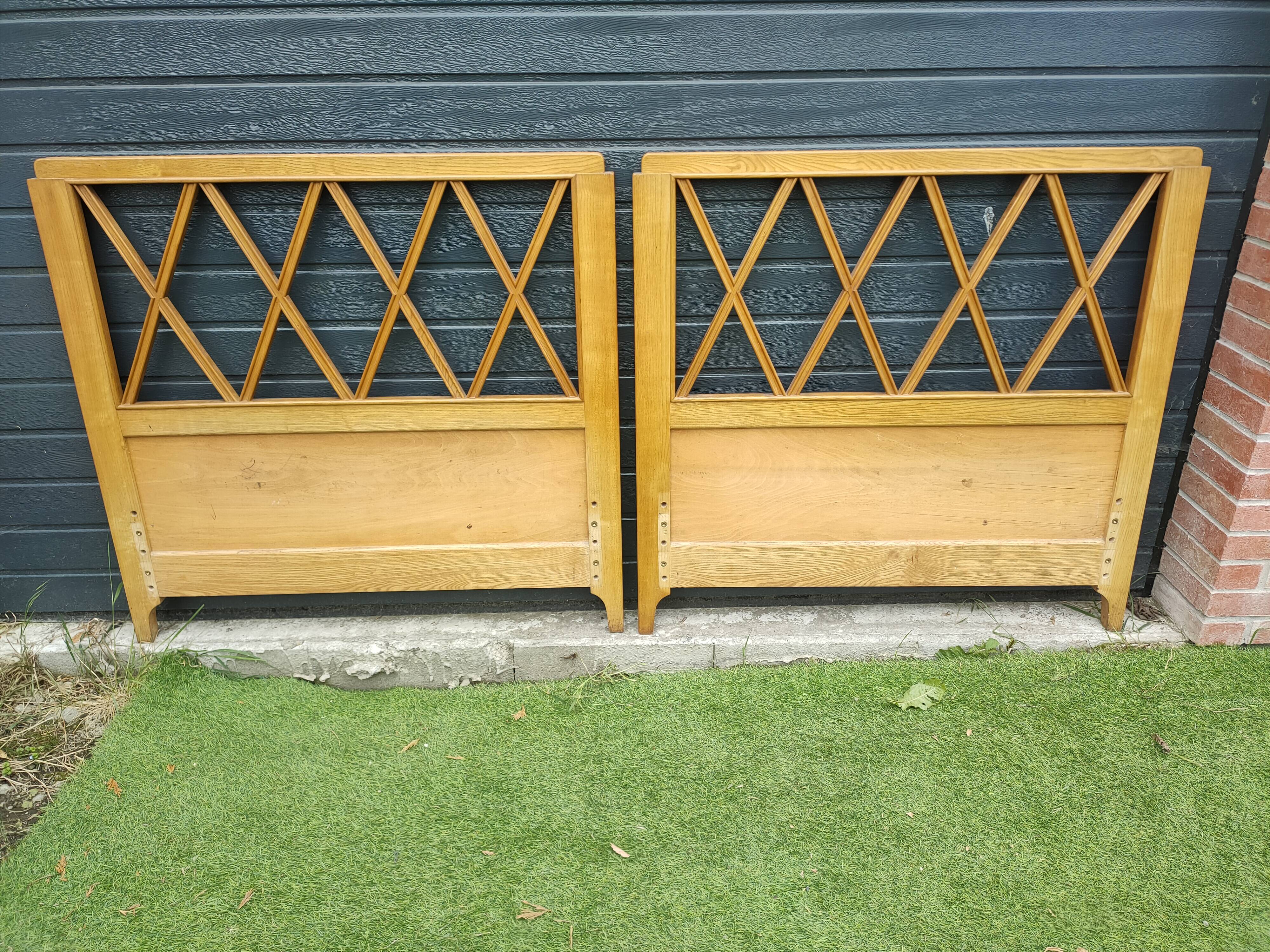 pair of antique solid wood headboards