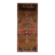 Vintage Turkish Oushak Handmade Wool Cotton Brown Runner Rug 165x417