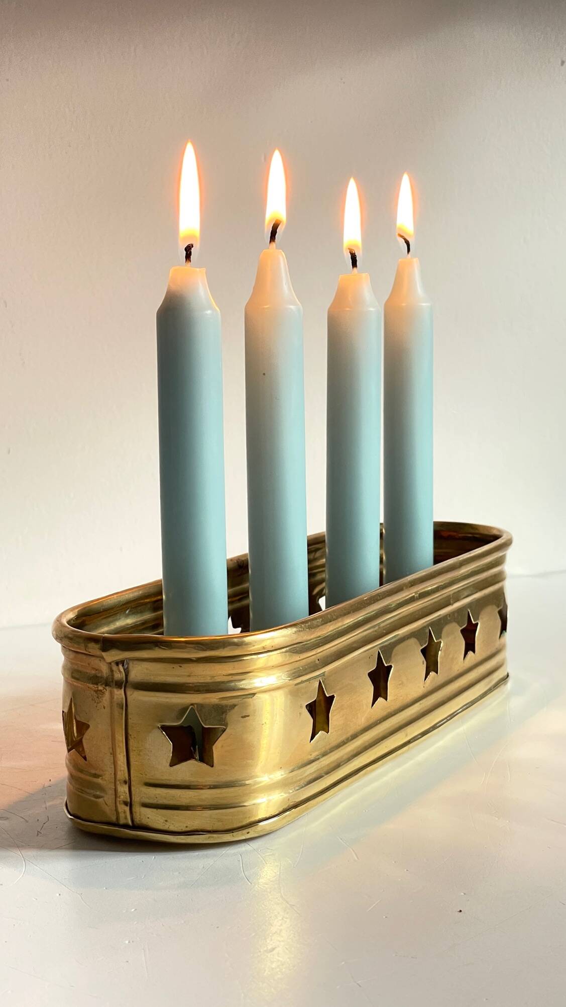 Bougeoir chandelier etoiles vintage laiton