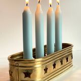 Bougeoir chandelier etoiles vintage laiton