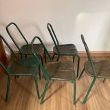 Set of 5 green chairs