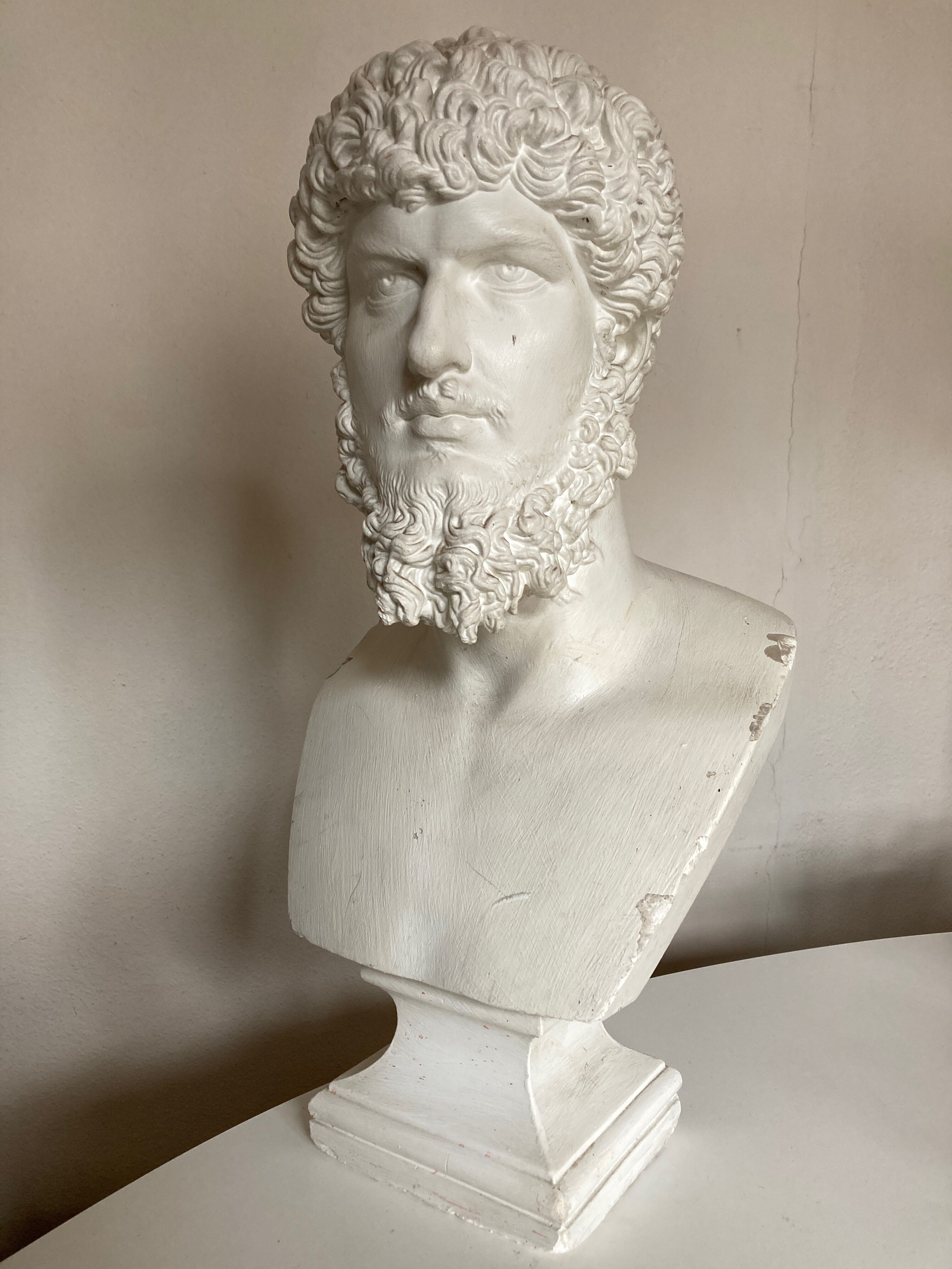 Greco-Roman bust in full plaster of Emperor Lucius Verus Borghese collection