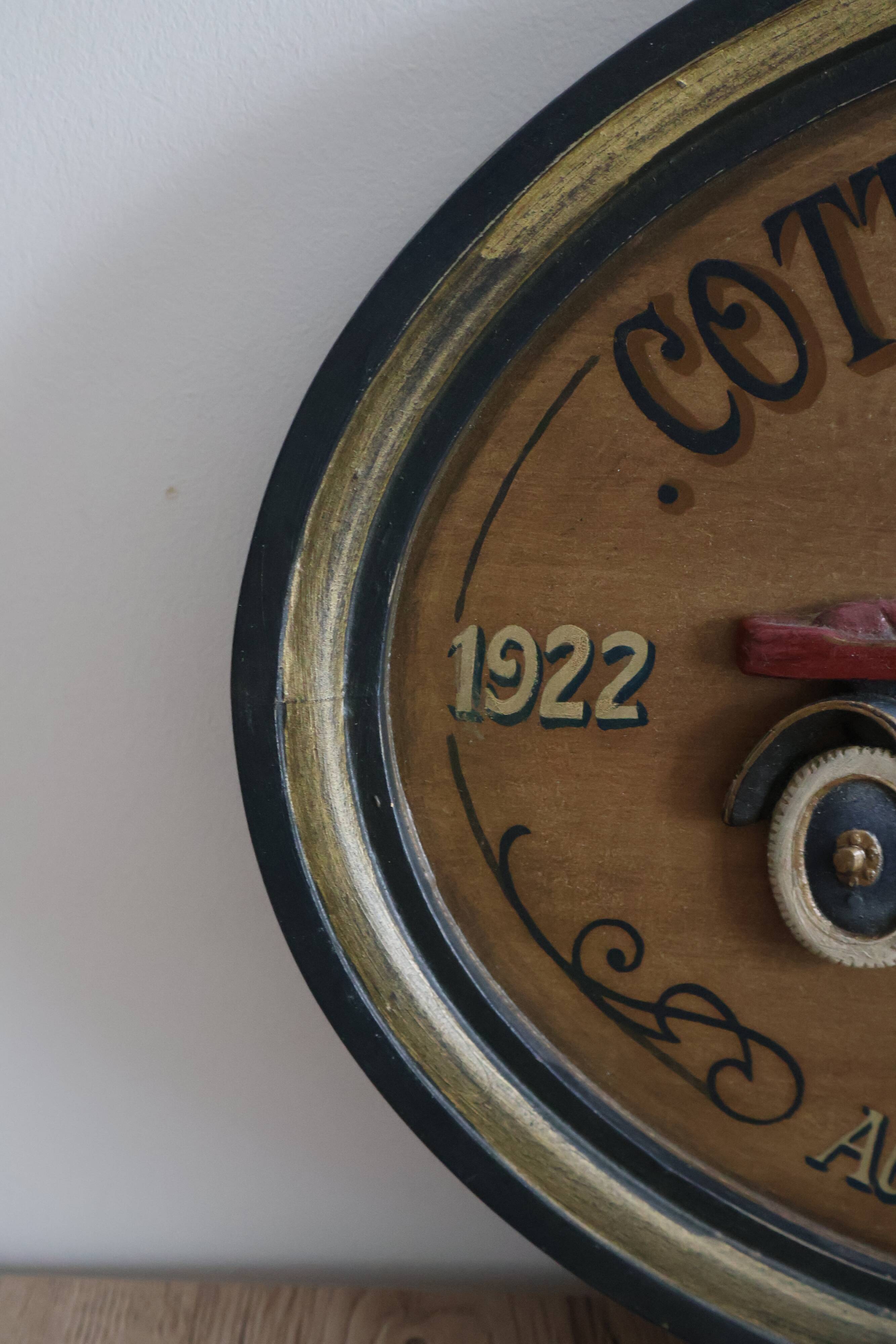 Wooden painting old car country corner 60s