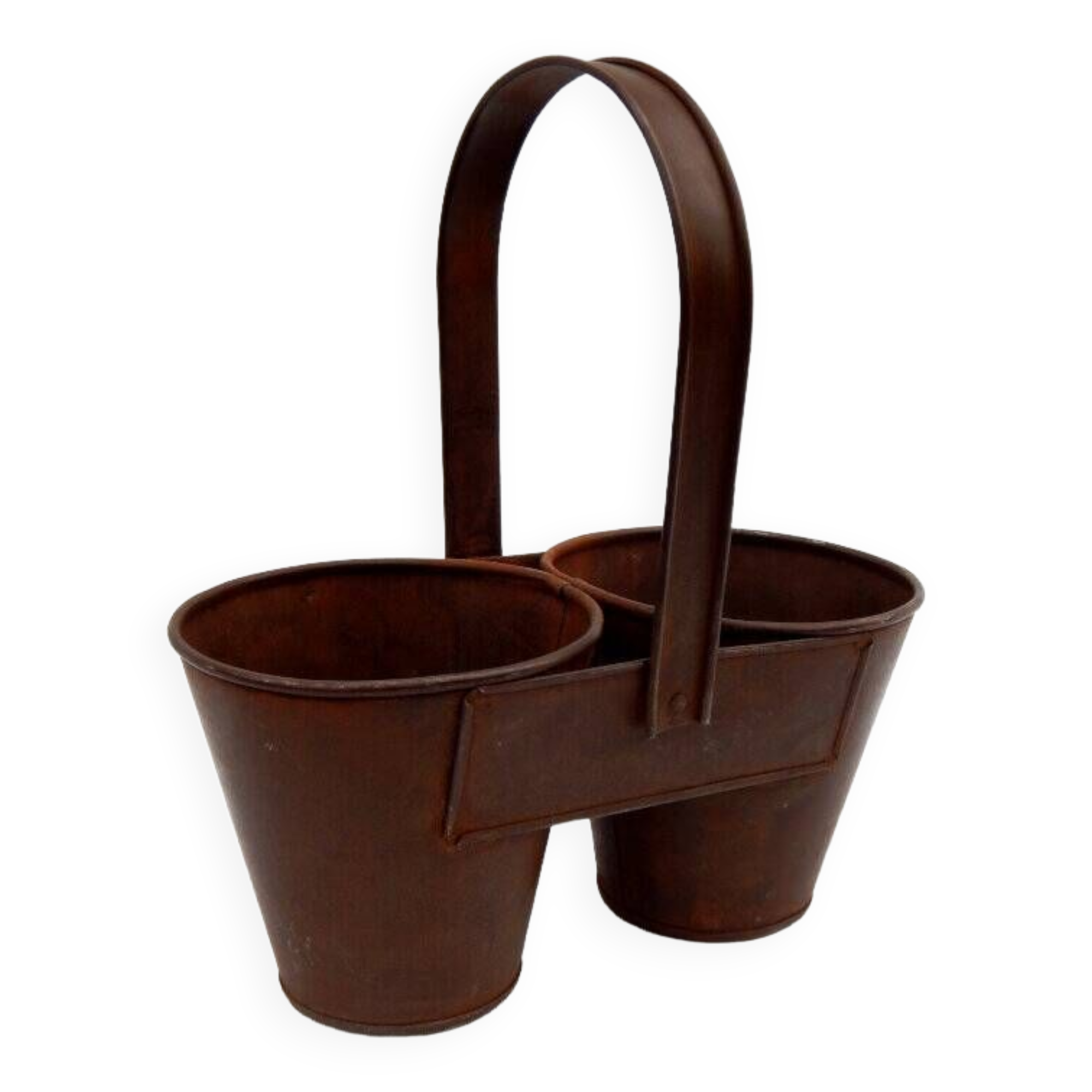 Double Metal Iron Pot Old Deco Kitchen Garden India
