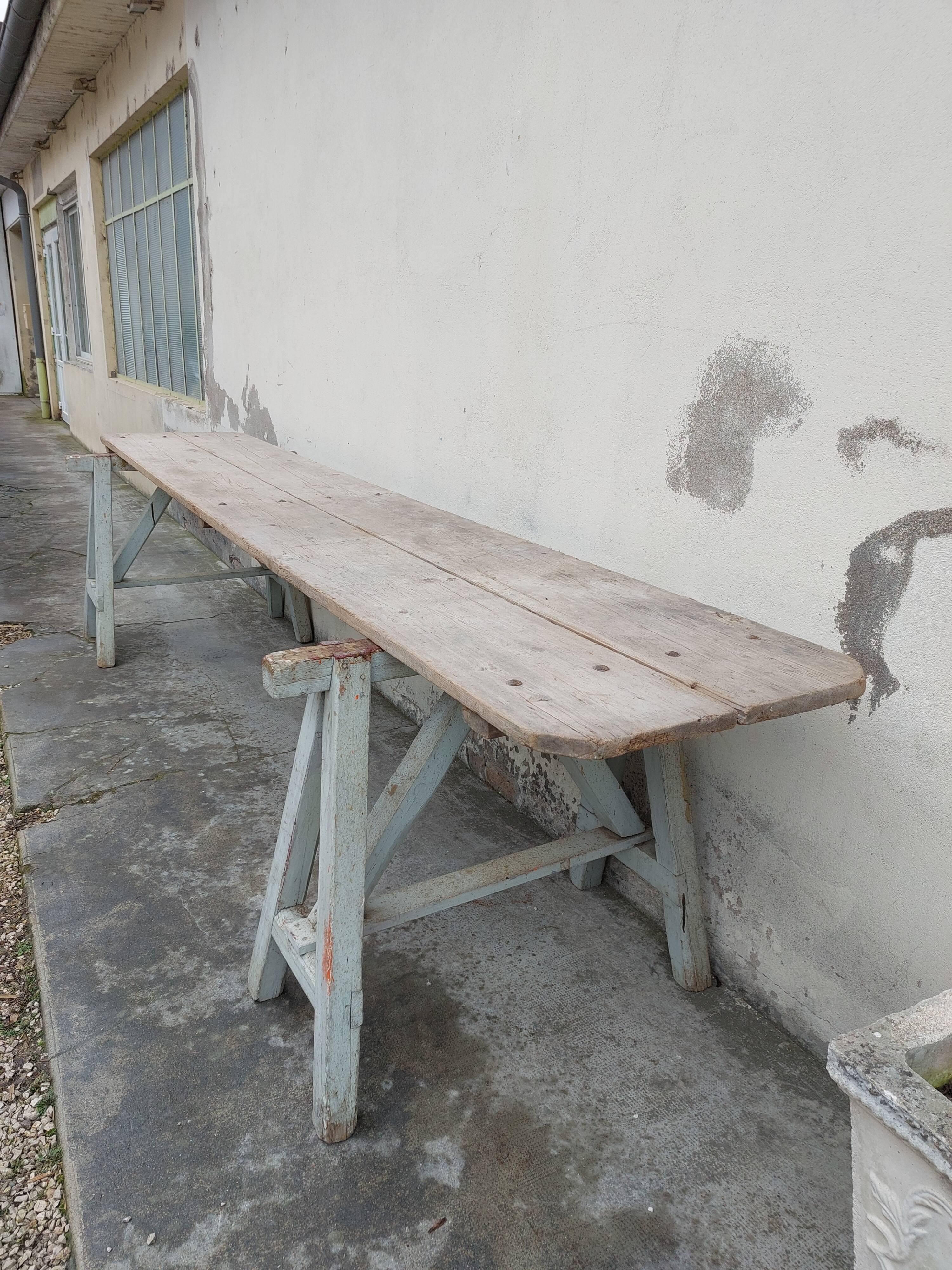 Workshop table in old wood 1950 -3m50