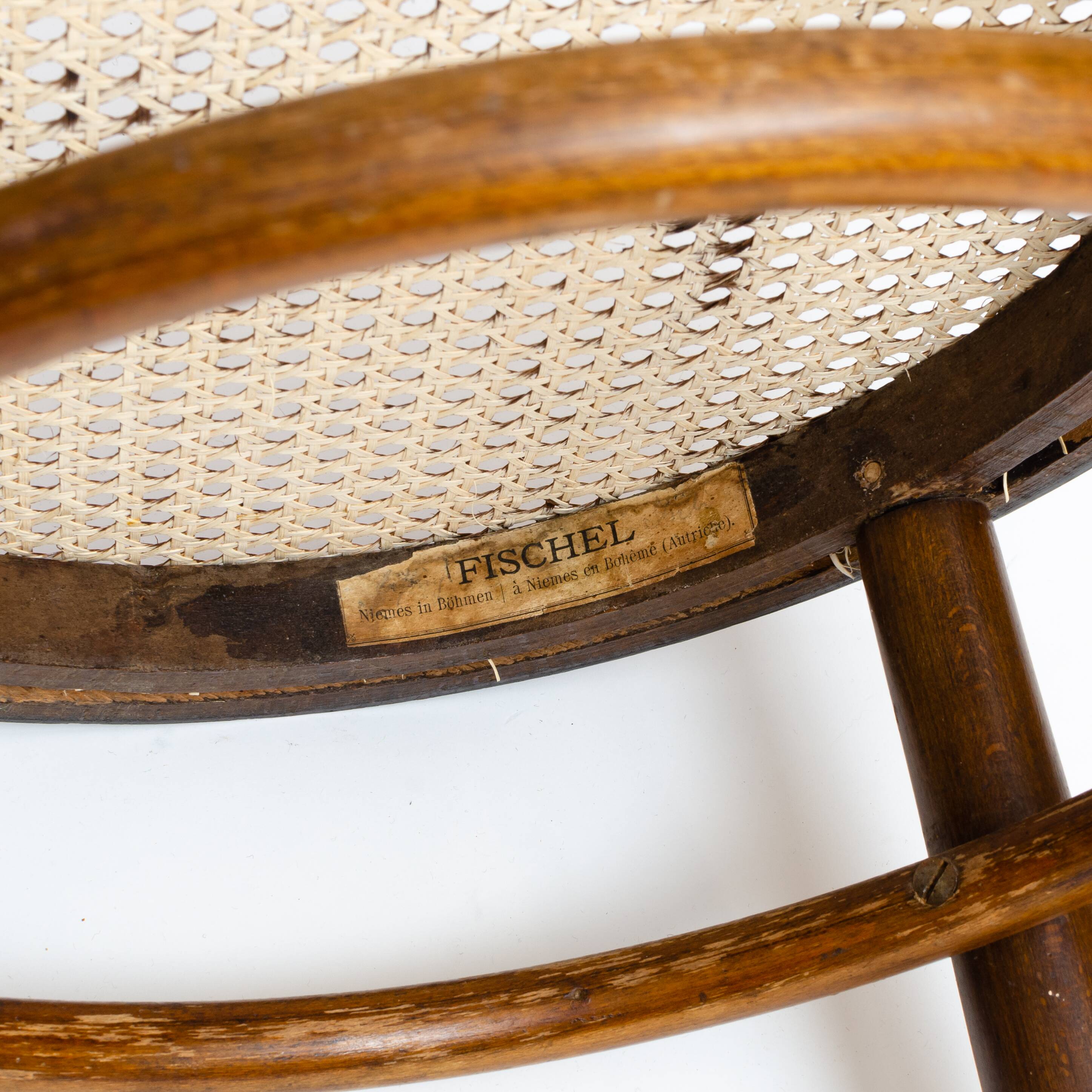 Chair No. 14 in curved wood and Fischel tanned seat