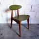 Vintage chair 50s 60s in wood and green skai