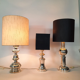 Three vintage bedside lamps in silver