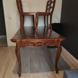 Red wood dining table with 4 chairs