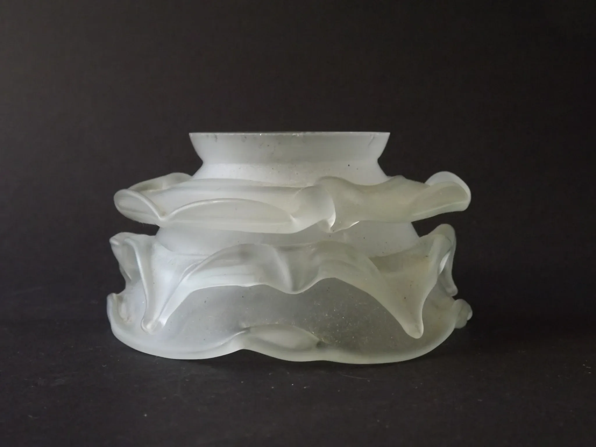 Vintage French Art Deco Frosted Satin Glass Rose Petal Flower Lamp Shade