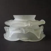 Vintage French Art Deco Frosted Satin Glass Rose Petal Flower Lamp Shade