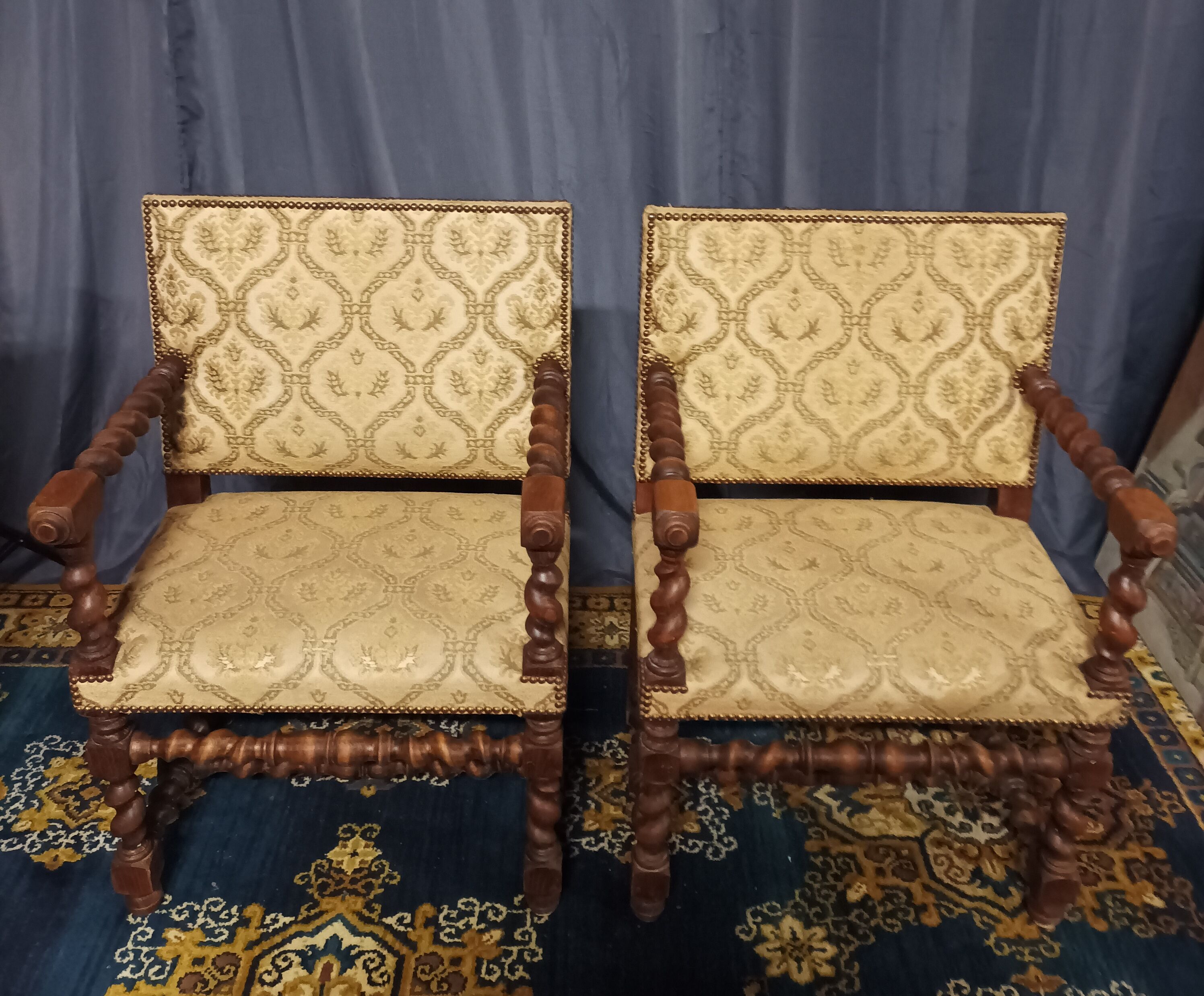 Pair of armchairs Louis XIII style