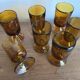 set of 7 tulip foot roller glasses Ibiza 1970 in large irregular glass