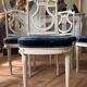 Set of 6 lyre chairs from the Napoleonic III period in painted wood in the Louis XVI style.