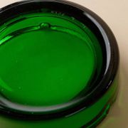 Emerald Green Glass Ashtray, Minimal Mid-Century Italian Design, 1970s Vintage Table Decor