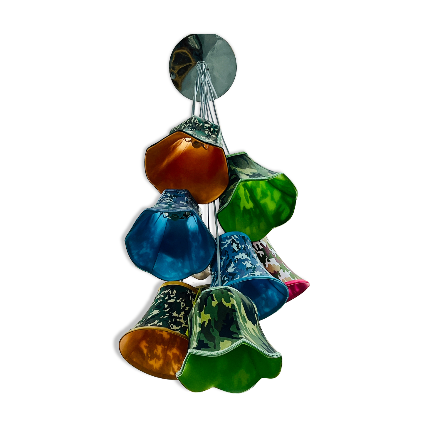 Abats-jour en suspension en tissu multicolore