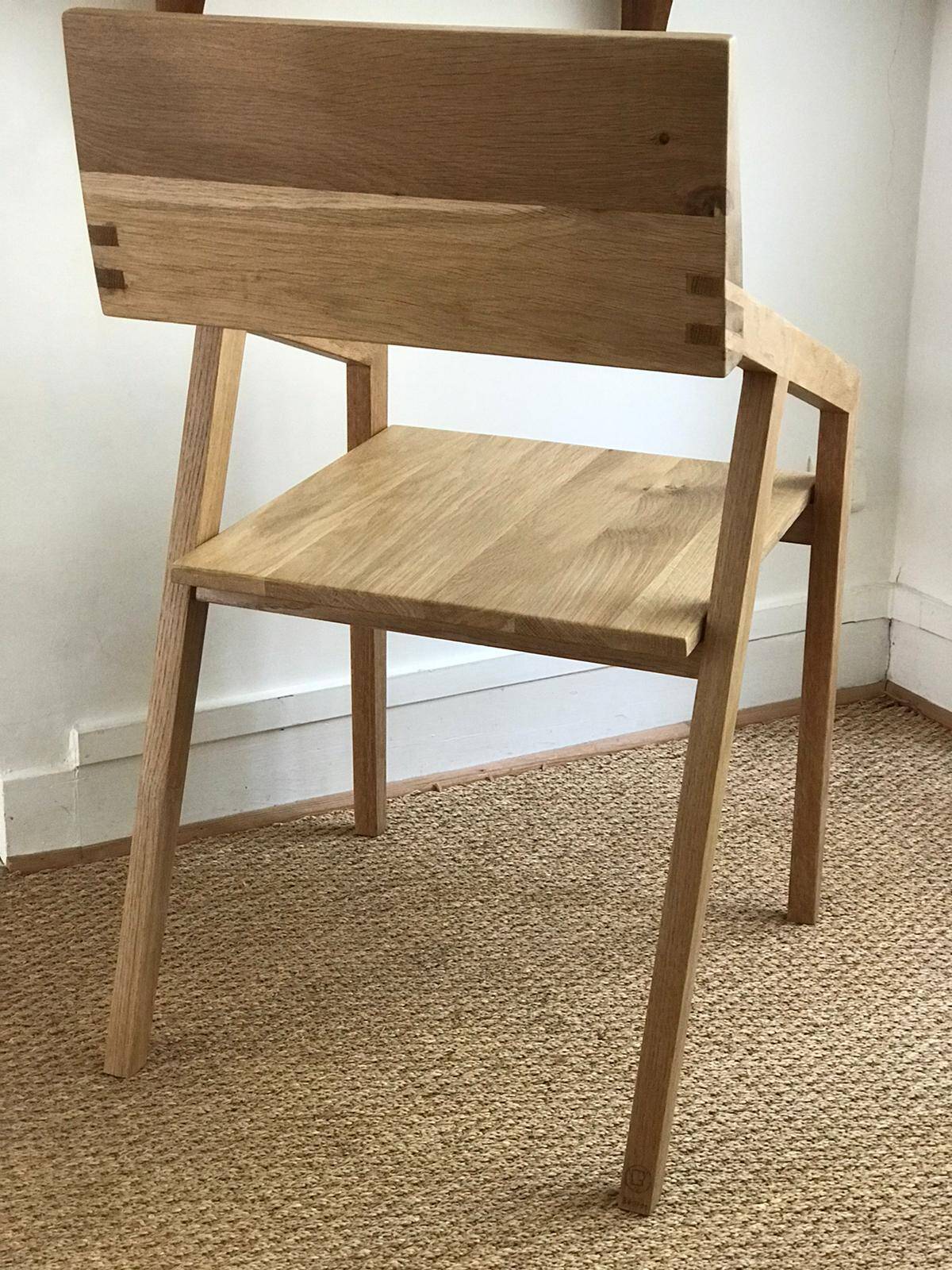 Set of 4 designer chairs in solid oak