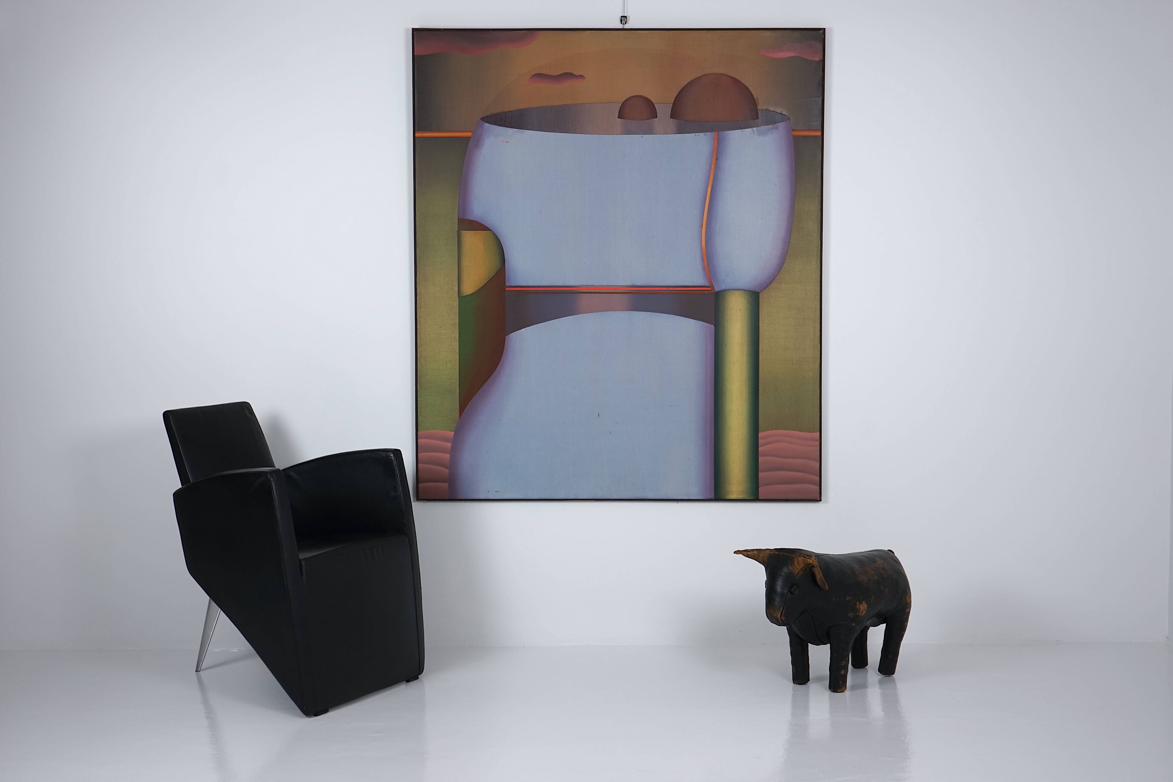 Abstract expressionist oil on canvas by Helmut Rehme