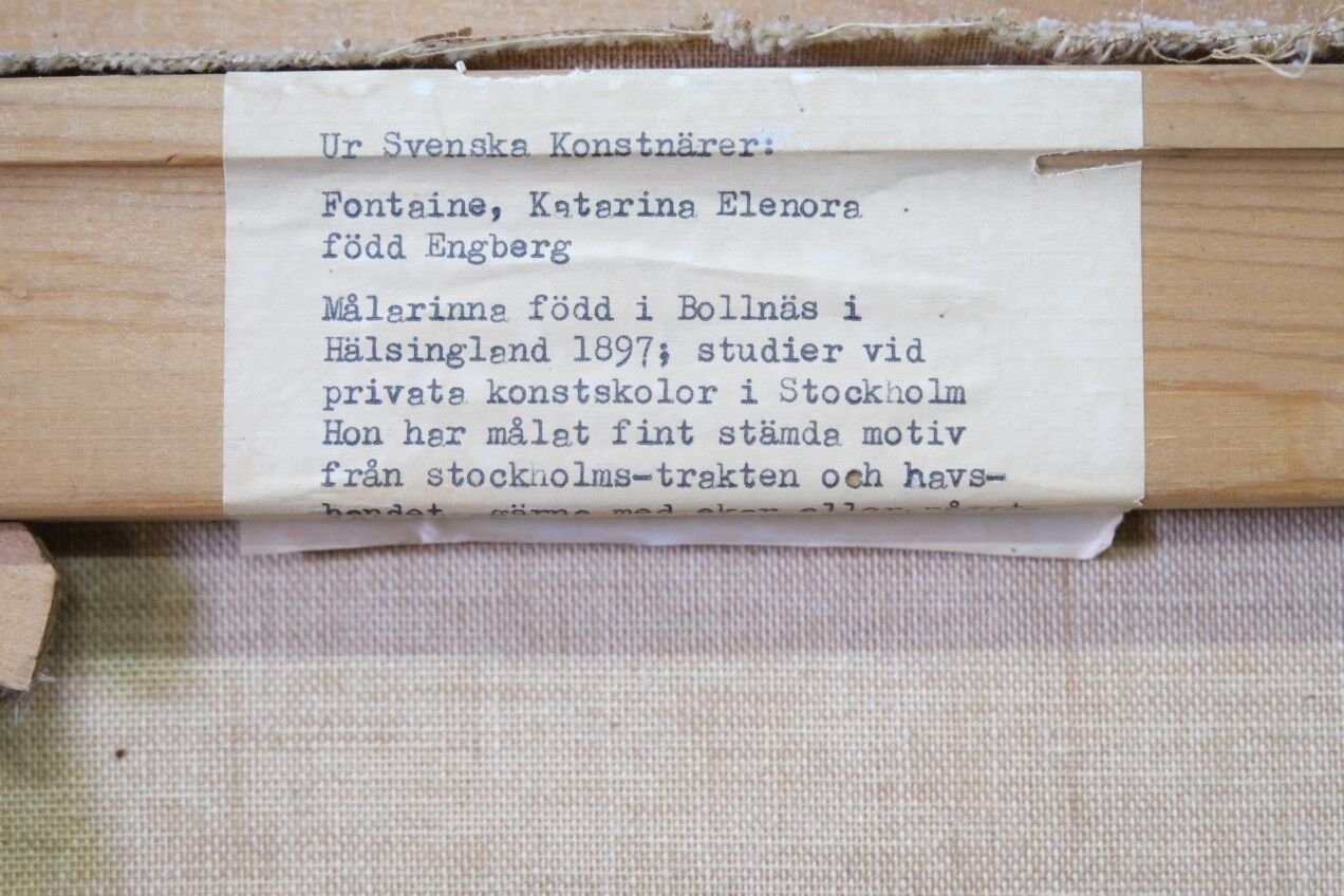 Katarina Fontaine, Swedish Modern Landscape, Oil on Panel, 1950s, Framed