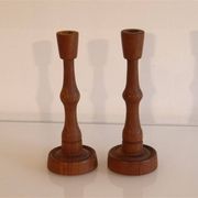 Pair of Scandinavian teak candlesticks 1960