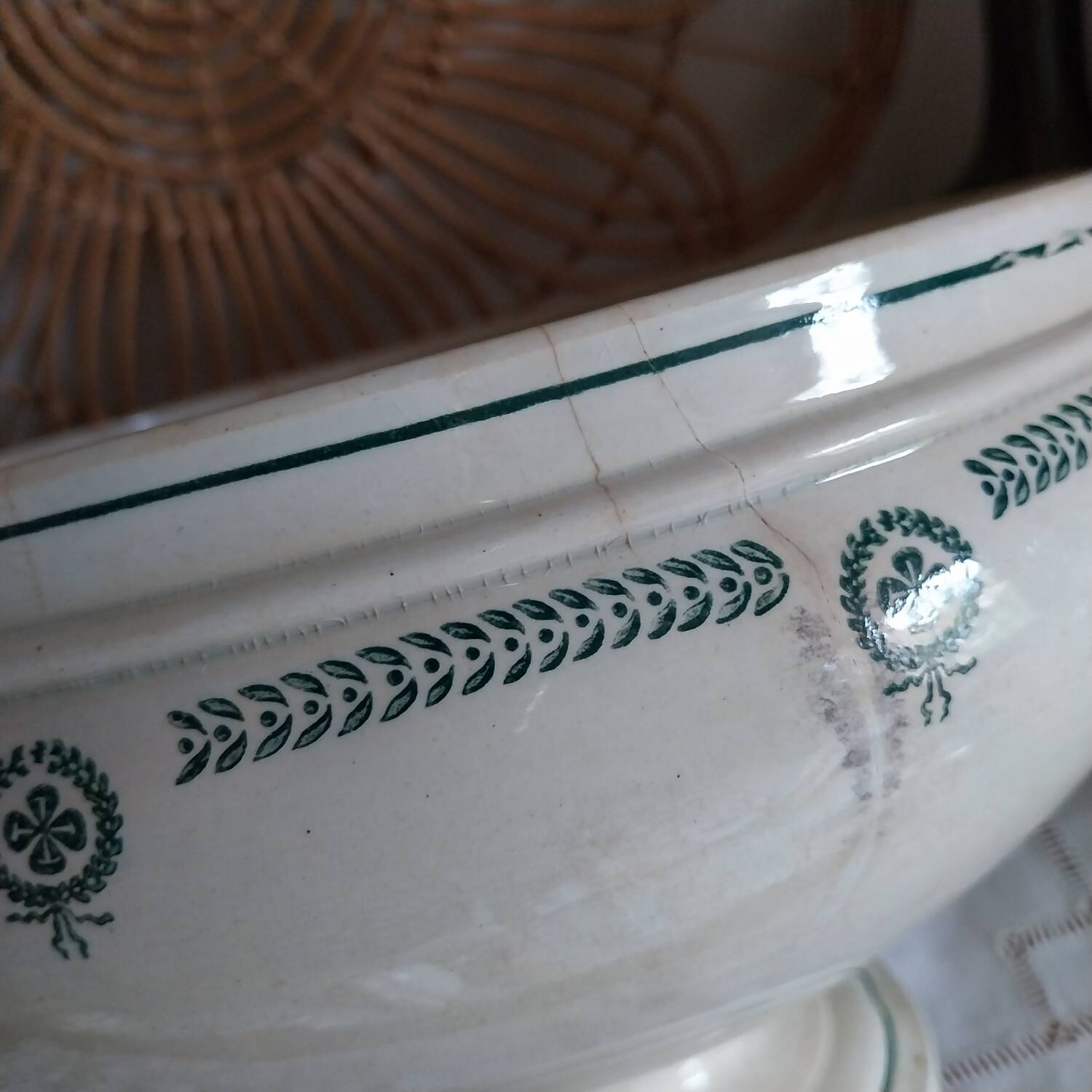 Antique iron earthenware soup tureen from Castres