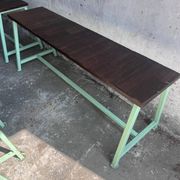 Vintage industrial benches and stools, set of 9, 1950s–1960s